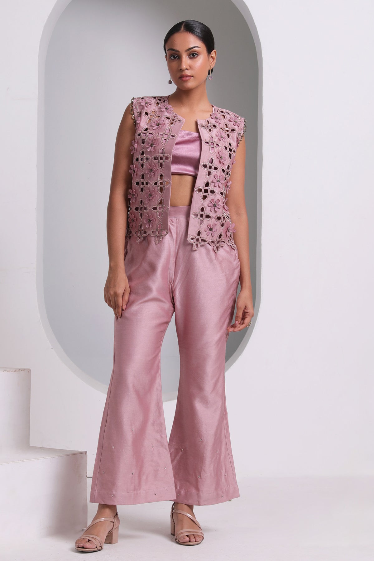 Buy Hand Embroidered Pink Jacket Set by Seher Studio for women online at ScrollnShops